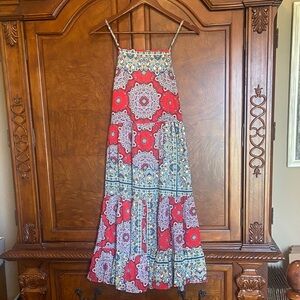 BOG Collective Colorful Patterned Tiered Dress Size Medium